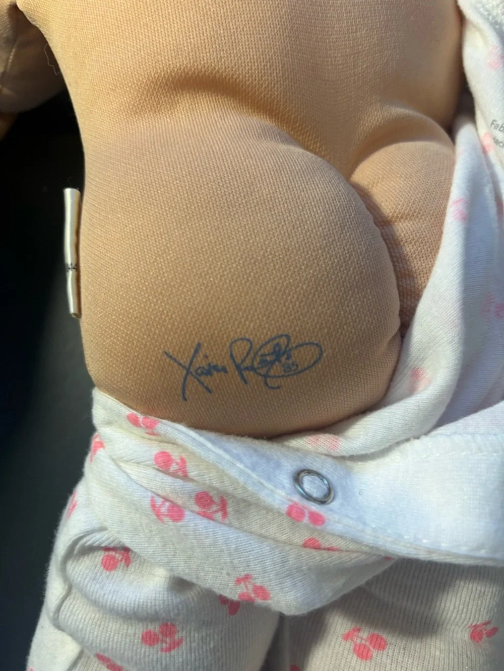 Classic Blonde Pigtail Cabbage Patch–Style Doll in White & Pink Sleepwear‎